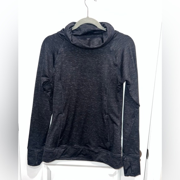 Kyodan Womens Top Athletic Sweatshirt Medium Black Cowl Neck Thumb Hole Pockets - Picture 1 of 8